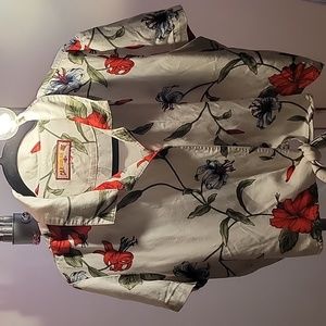 Beautiful crop top blouse with red hibiscus flowers